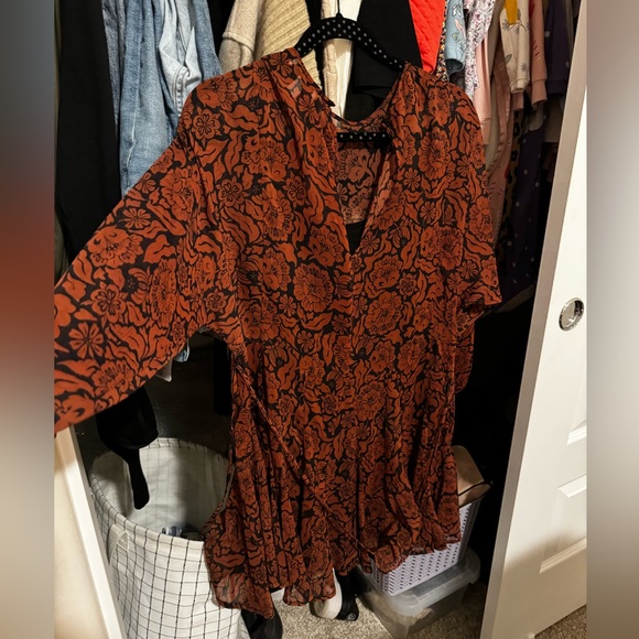 Womens topshop swing paisley floral print chuck on mini dress size 2 retro 70s - Picture 5 of 6